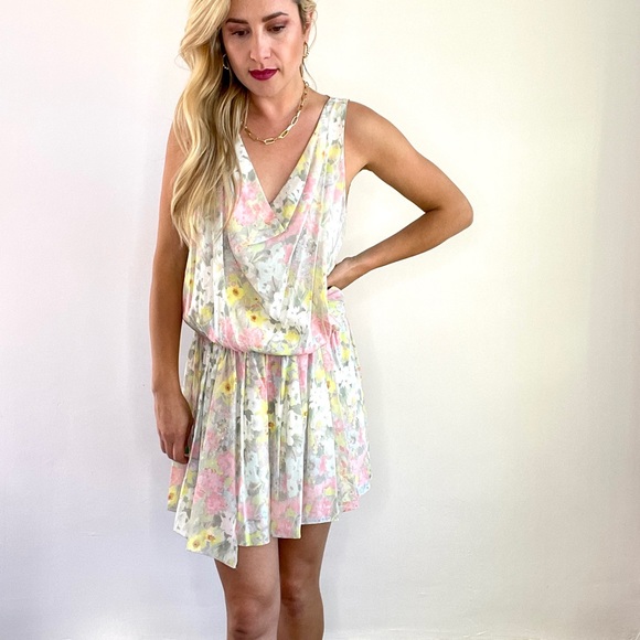 Alice + Olivia Dresses & Skirts - Alice & Olivia Grey, Pastel Pink & Yellow Floral Dress